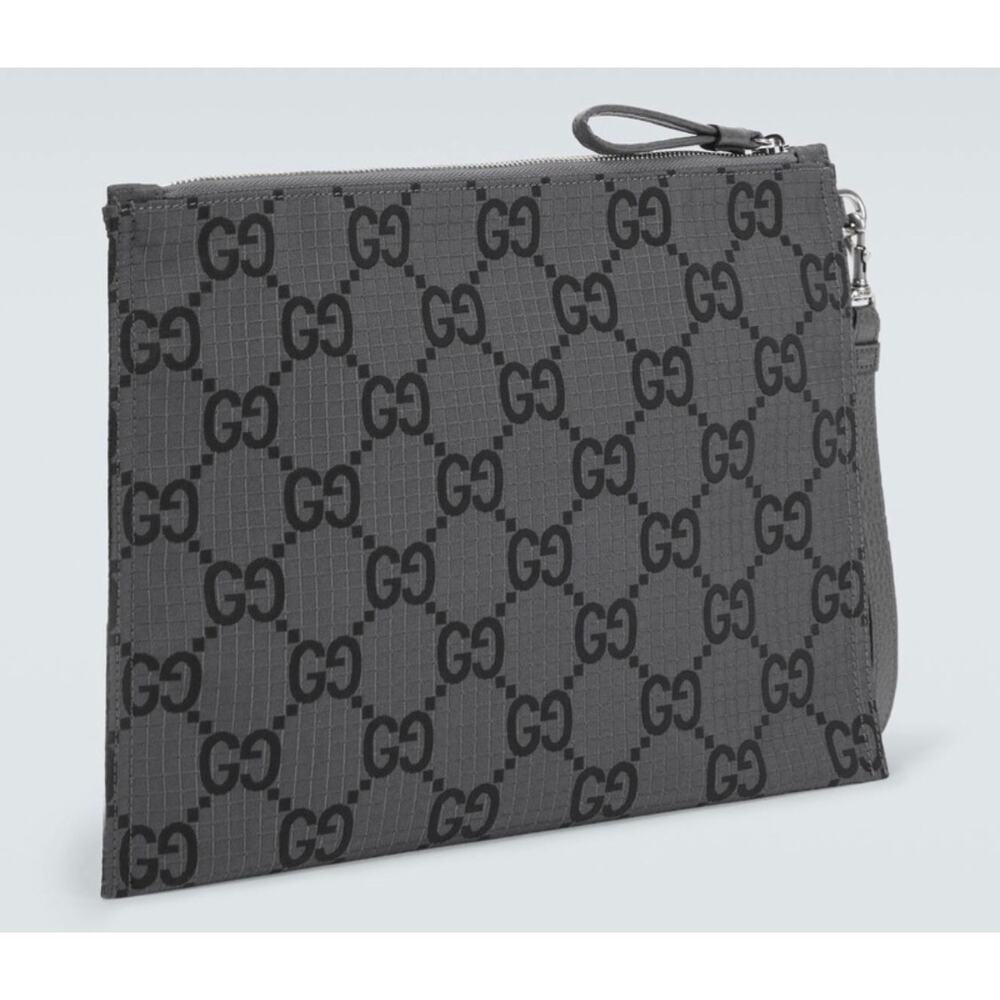 Gucci GG Monogram Supreme Ripstop Pouch grey technical material with wrist strap - Picture 3 of 4